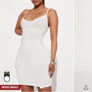 White Ribbed Bodycon Mini Dress